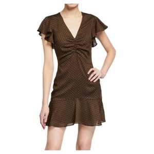 $394 NWOT Alexis Dress Alexis Benz’s Brown Polk-A-Dot‎ Mini Dress ( S )